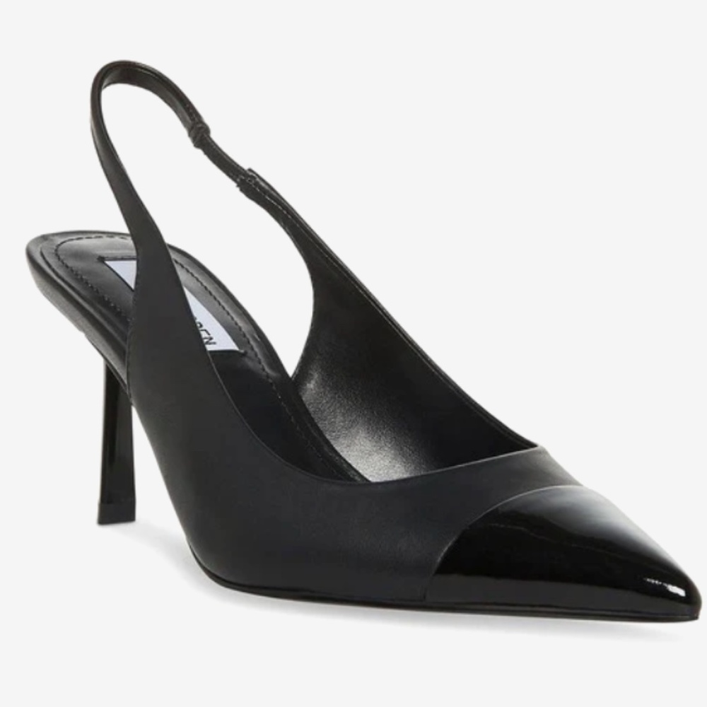 Steve Madden Kling Black Pointed Toe Slingback 7.5 Heels